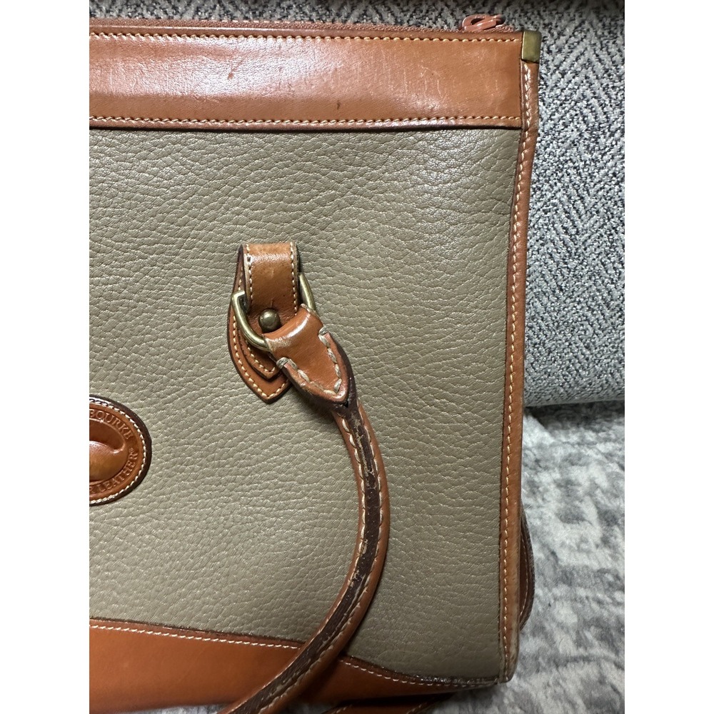 Vintage Dooney and Bourke Authenic Green and Tan Trim Satchel Crossbody - Picture 6 of 12